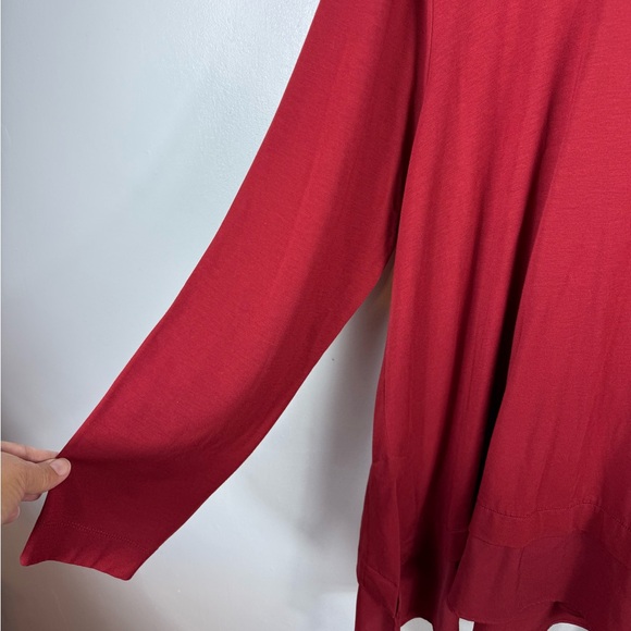 Soft‎ Surroundings Tunic Blouse Red Burgundy 2X Faux Layered Oversized Excellent - Picture 3 of 10